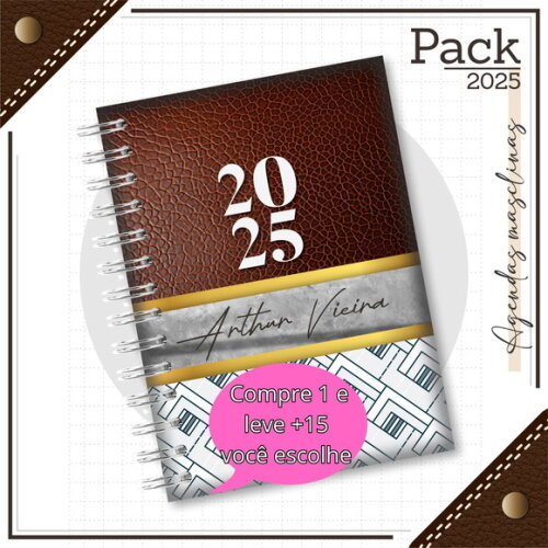 Arquivo Digital Agenda Masculina Couro Marrom 2025 #4794