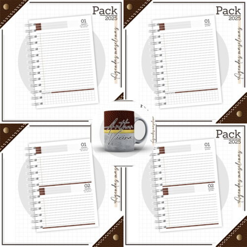 Arquivo Digital Agenda Masculina Couro Marrom 2025 #4794