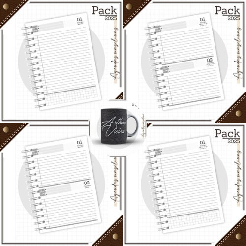 Arquivo Digital Agenda Masculina Couro Preto 2025 #4792