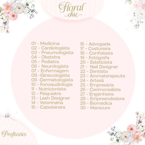 Arquivo Digital Agenda Profissões 2025 Floral Chic #6122