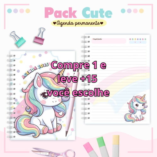 Arquivo Digital Agenda Unicornio Cute 2025 #5586