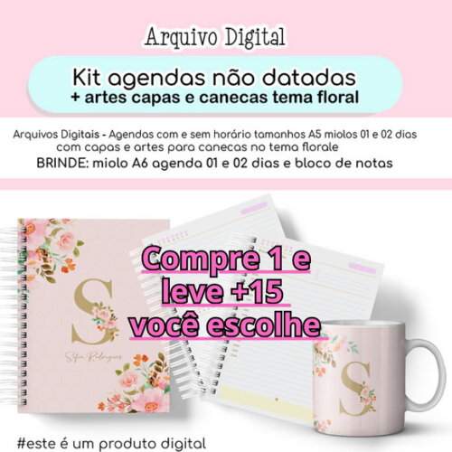Arquivo Digital Agendas Não Datadas Floral #4392