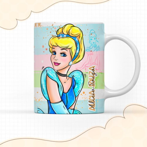 Arquivo Digital Arte Caneca Cinderela #2948