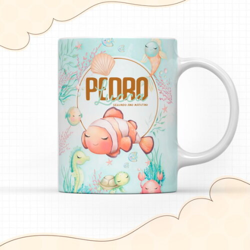 Arquivo Digital Arte Caneca Fundo do Mar Menino #2943
