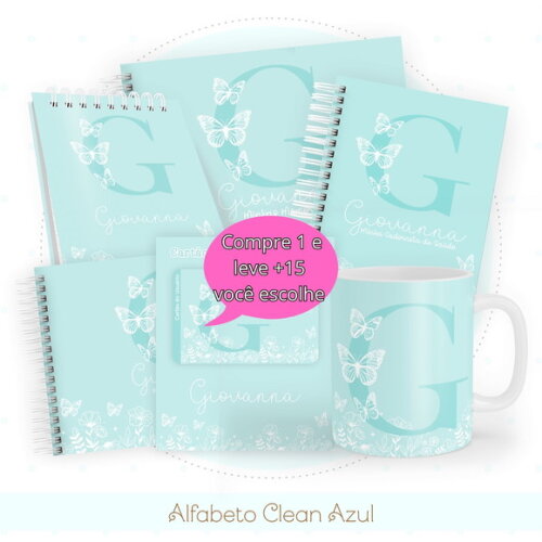 Arquivo Digital Caderneta Alfabeto Clean Azul #4803