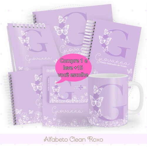 Arquivo Digital Caderneta Alfabeto Clean Roxo #4819