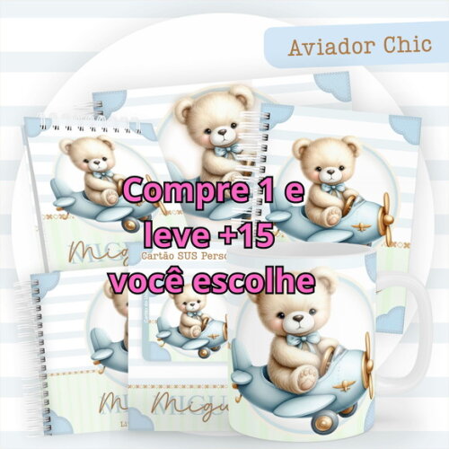 Arquivo Digital Caderneta Aviador Chic #5814