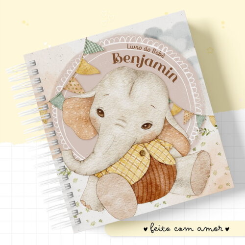 Arquivo Digital Caderneta Baby Elefante Menino #2406