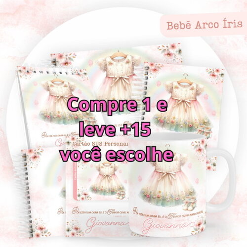 Arquivo Digital Caderneta Bebê Arco-iris #5807