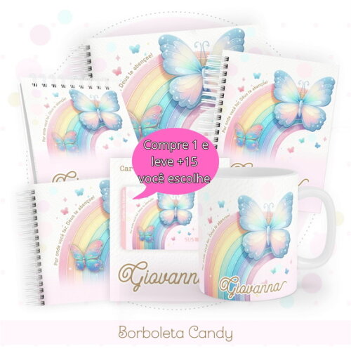 Arquivo Digital Caderneta Borboletas Candy #4842