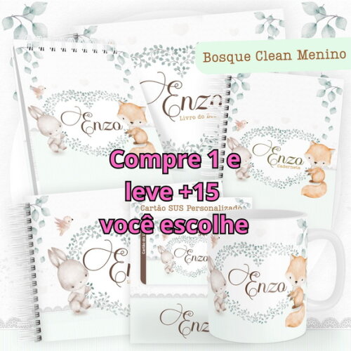 Arquivo Digital Caderneta Bosque Clean Menino #4531
