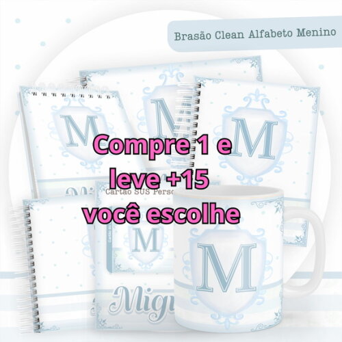 Arquivo Digital Caderneta Brasão Clean Alfabeto Menino #5811