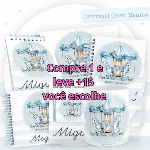 Arquivo Digital Caderneta Carrossel Clean Menino #5462
