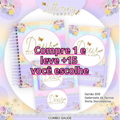 Arquivo Digital Caderneta de Saúde Lettering Candy #6527