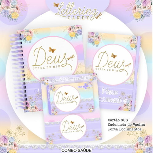 Arquivo Digital Caderneta de Saúde Lettering Candy #6527