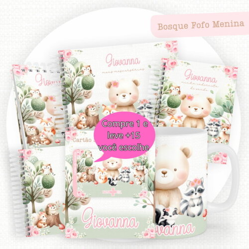 Arquivo Digital Caderneta e Livro do Bebe Bosque Fofo #3848