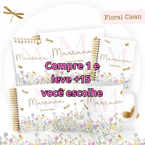 Arquivo Digital Caderneta Floral Clean #4407