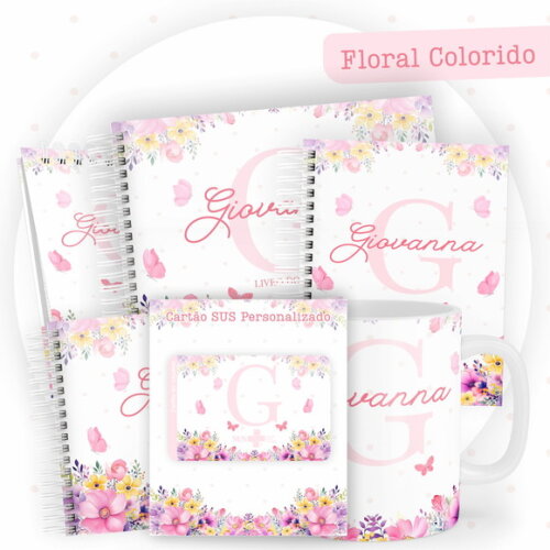 Arquivo Digital Caderneta Floral Colorido #5817
