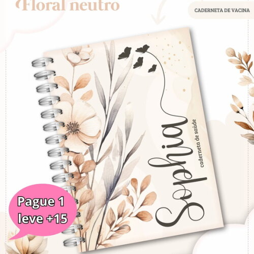 Arquivo Digital Caderneta Floral Neutro #3282