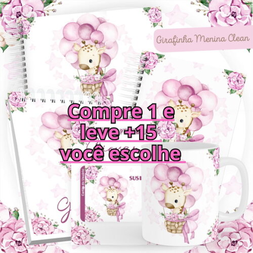 Arquivo Digital Caderneta Girafinha Menina Clean #4513