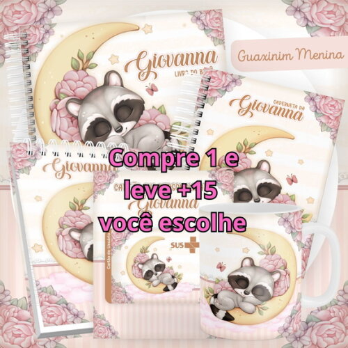 Arquivo Digital Caderneta Guaxinim Menina #2833