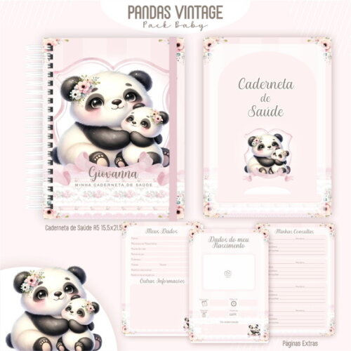 Arquivo Digital Caderneta Panda Vintage #7310