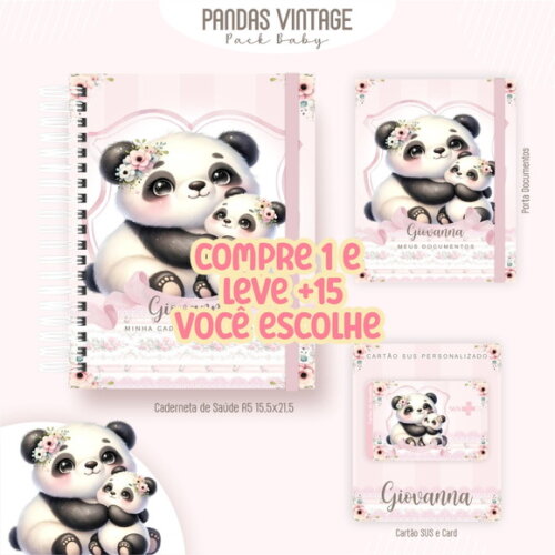 Arquivo Digital Caderneta Panda Vintage #7310
