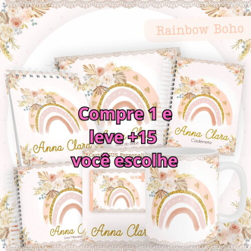 Arquivo Digital Caderneta Rainbow Boho #4404