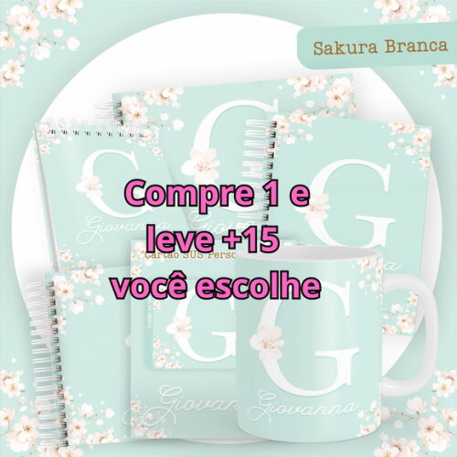 Arquivo Digital Caderneta Sakura Branco Alfabeto #5822