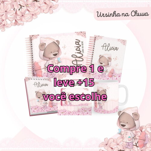 Arquivo Digital Caderneta Ursinha Chuva de Amor Menina #1016