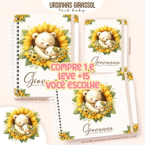 Arquivo Digital Caderneta Ursinhas Girassol #7327