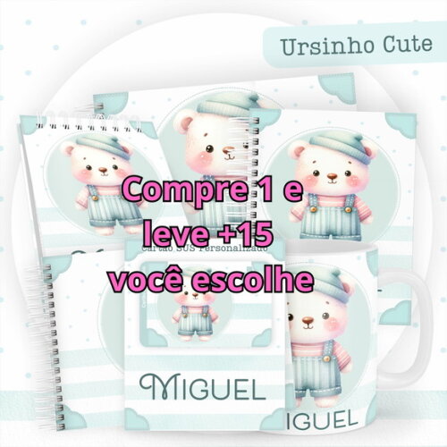 Arquivo Digital Caderneta Ursinho Cute #5825