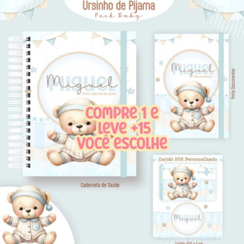 Arquivo Digital Caderneta Ursinho de Pijama #5485