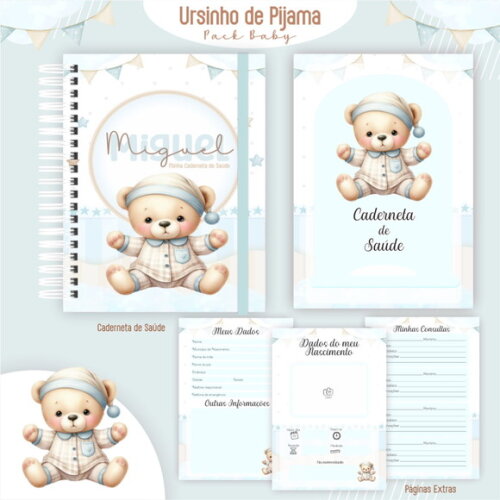 Arquivo Digital Caderneta Ursinho de Pijama #5485