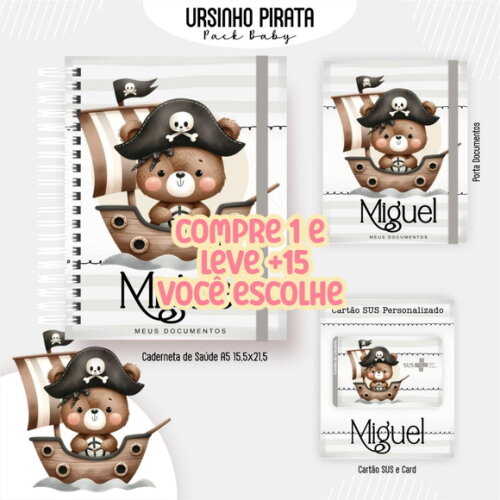 Arquivo Digital Caderneta Ursinho Pirata #7319
