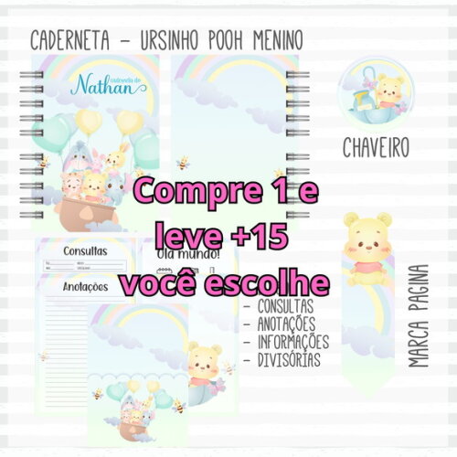Arquivo Digital Caderneta Ursinho Pooh #5694