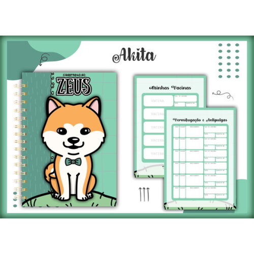 Arquivo Digital Caderneta Vacina Pet Akita Menino #1357