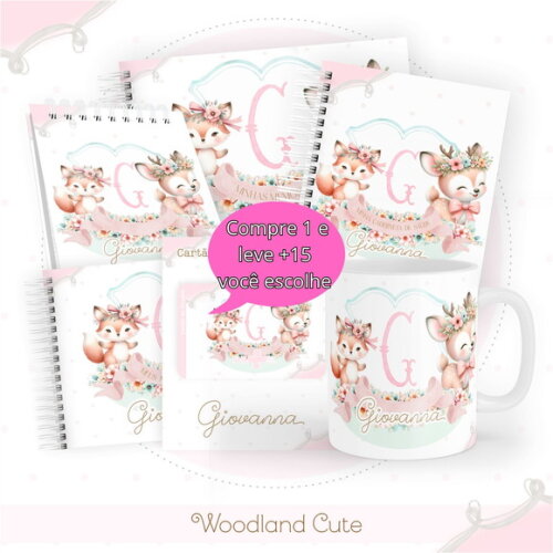 Arquivo Digital Caderneta Woodland Cute #4824