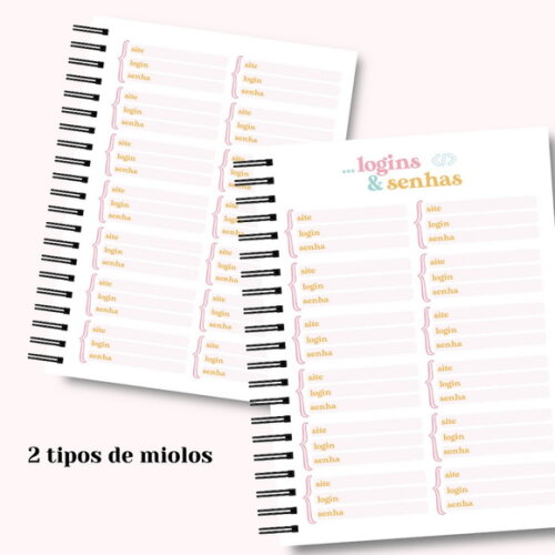 Arquivo Digital Caderno Logins e Senhas #6854