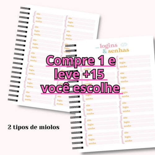 Arquivo Digital Caderno Logins e Senhas #6854