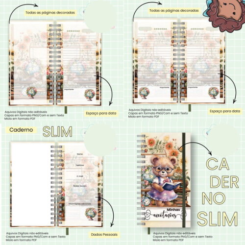 Arquivo Digital Caderno Slim - Professora #2864