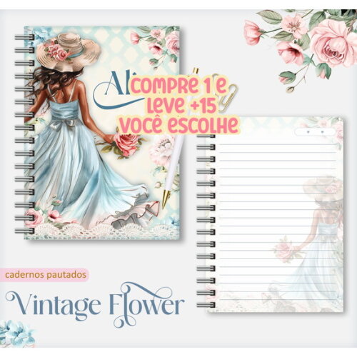 Arquivo Digital Caderno Vintage Flower 1 #7544