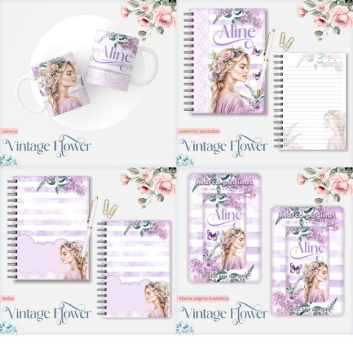 Arquivo Digital Caderno Vintage Flower 11 #7543