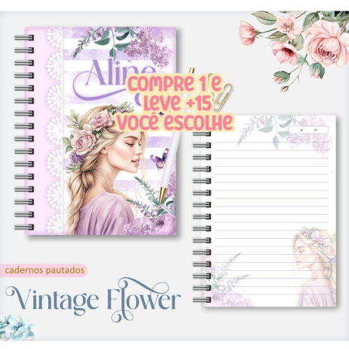 Arquivo Digital Caderno Vintage Flower 11 #7543