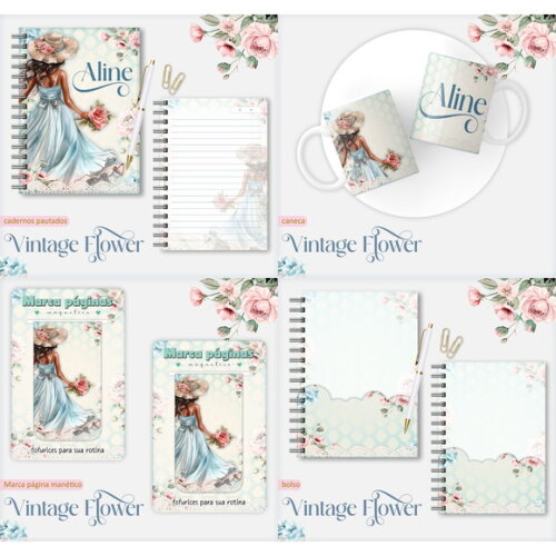 Arquivo Digital Caderno Vintage Flower 1 #7544