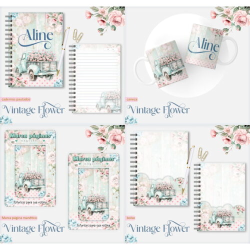 Arquivo Digital Caderno Vintage Flower 2 #7545