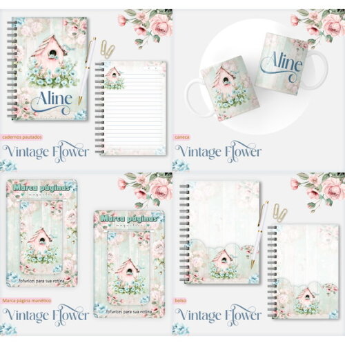 Arquivo Digital Caderno Vintage Flower 3 #7546