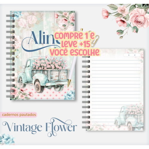 Arquivo Digital Caderno Vintage Flower 2 #7545
