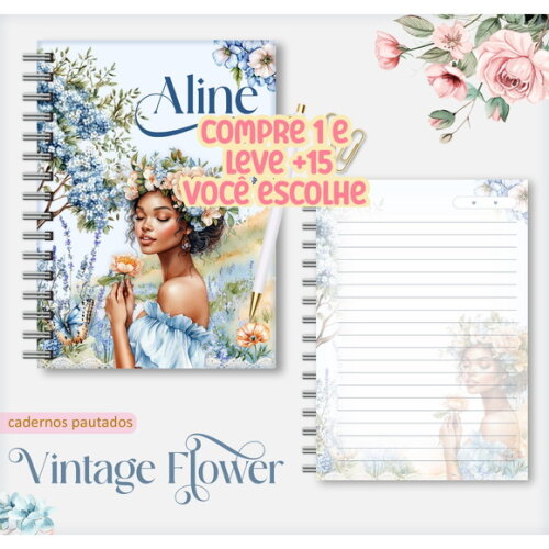 Arquivo Digital Caderno Vintage Flower 4 #7547