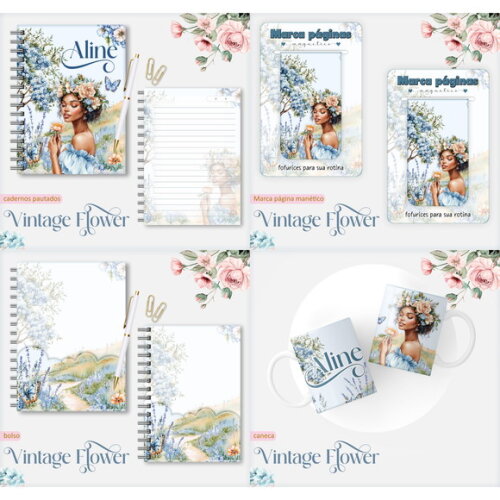 Arquivo Digital Caderno Vintage Flower 4 #7547